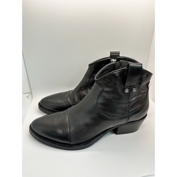 Sauro Cruciani Women's Western Black Leather Ankle Bootie's Size 41 US10‎ - Picture 1 of 9